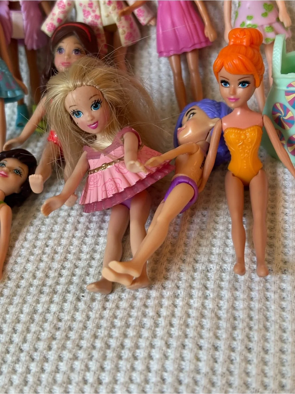 Polly pocket dolls & clothes mini doll lot of 13